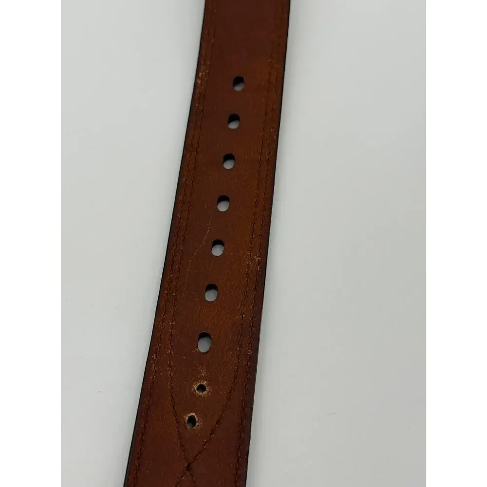 Suede Leather Western Belt Stitching Cowboy Rodeo Silver Buckle Size 44